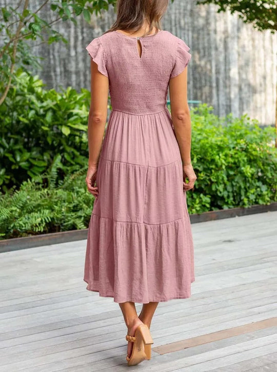 Fließendes Böhmisch Kleid für Damen | Midi