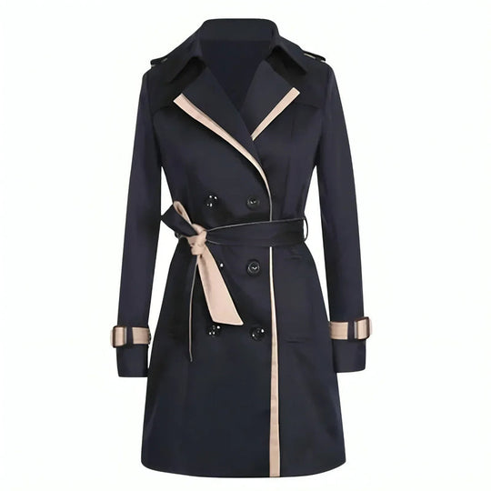 Langer Trenchcoat für Damen | Klassischer doppelreihiger Mantel mit Gürtel