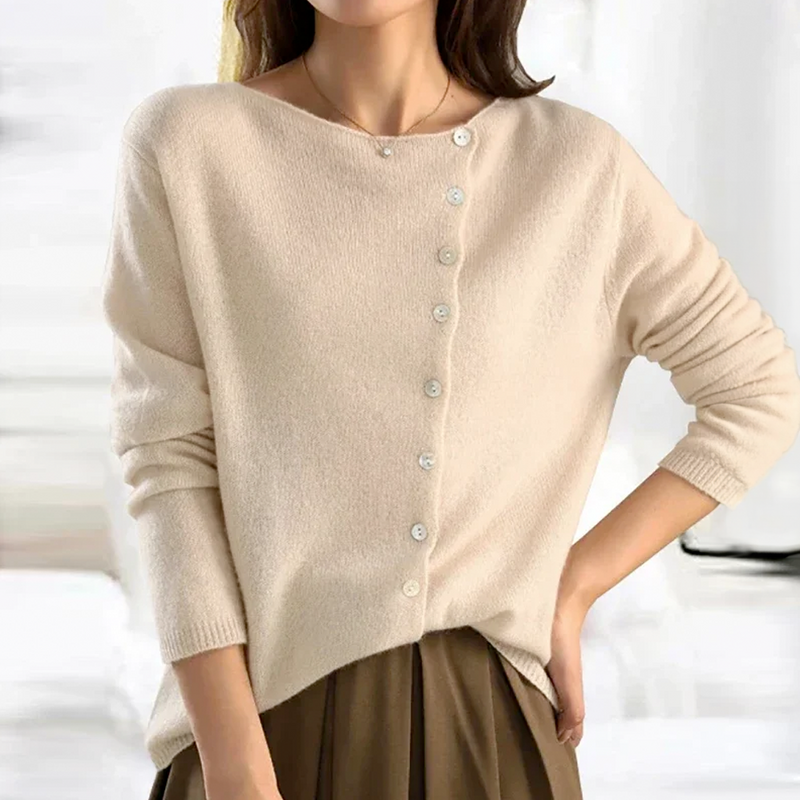 Damen Leichte Strickjacke mit O-Ausschnitt | Gestrickt