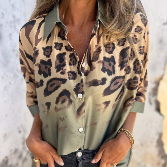 Damen Leopard Knopfleiste Bluse | Lose