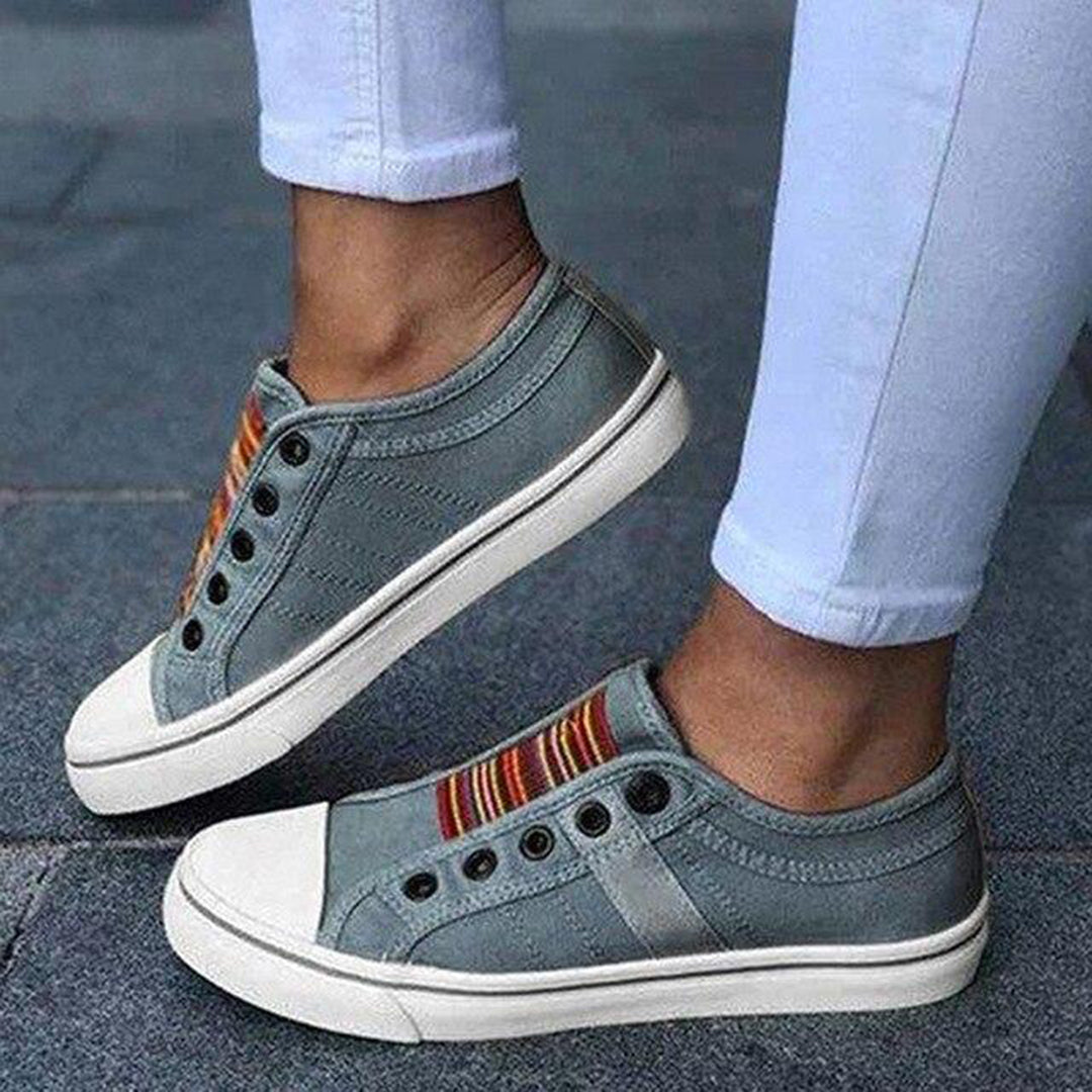 Reinschlüpfen-Turnschuhe aus Segeltuch für Damen | Flach