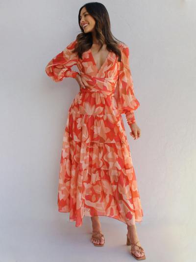 Damen Rüschenkleid | Maxi