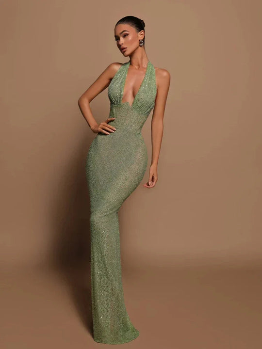 Elegantes rückenfreies Damenkleid | Maxi