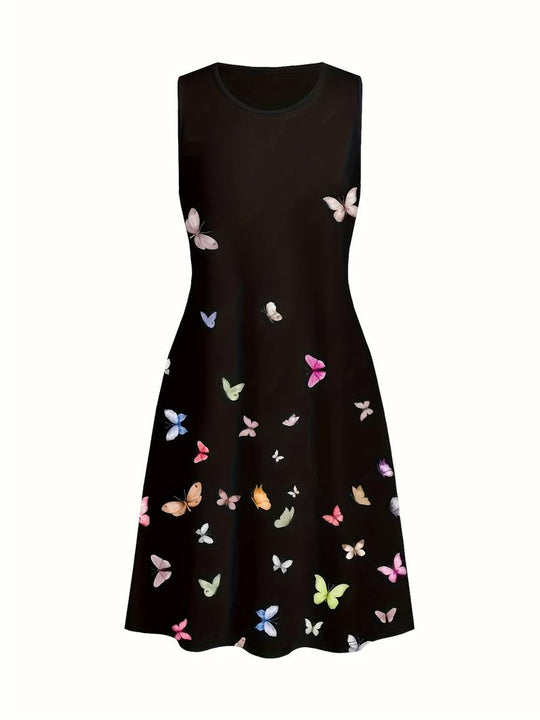 Damen Rundhalsausschnitt Kleid | Midi