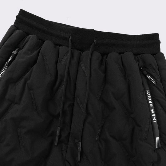 Fleece Gefütterte Gesteppte Jogger Hose für Herren | Kordelzug Taille