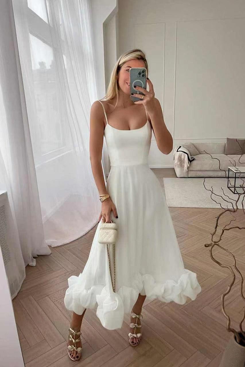 Gekräuselt Damenkleid | Maxi