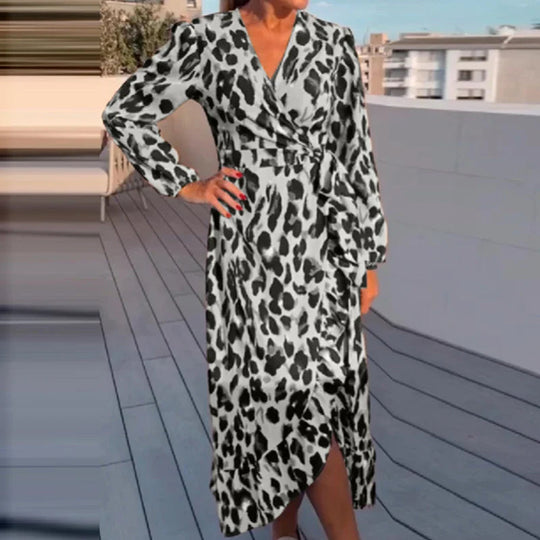 Leopardenmuster-Kleid für Damen | Midi