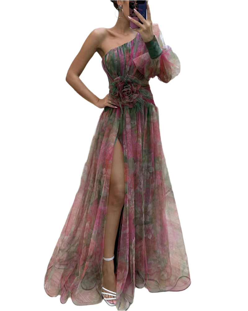 Festliches Aus-Schulter Damen-Kleid | Maxi
