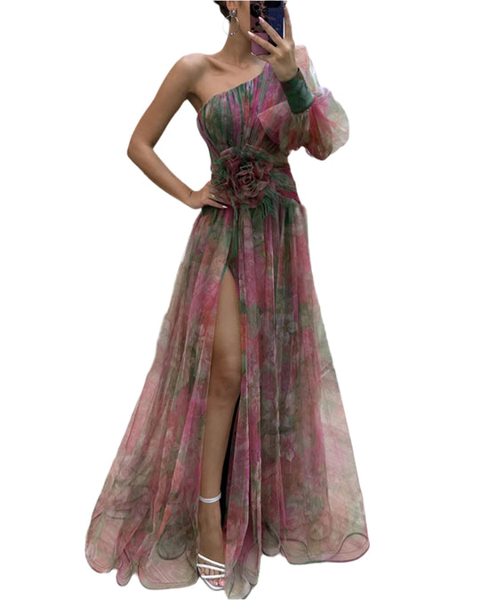 Festliches Aus-Schulter Damen-Kleid | Maxi