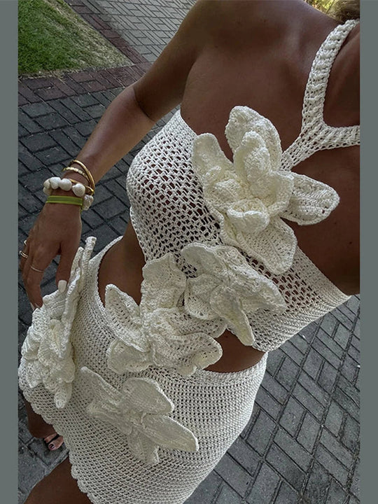 Geblümtes Häkel-Minikleid | Körperbetont