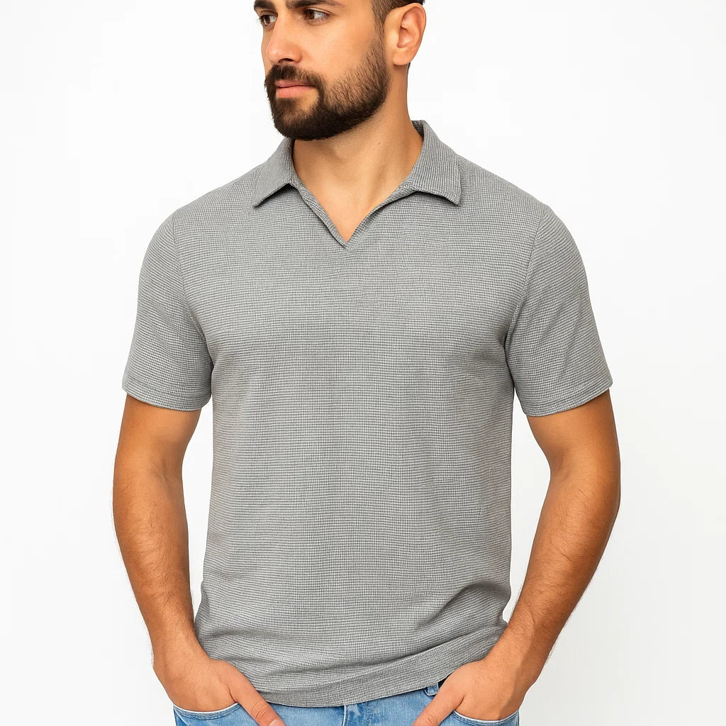 Herren Rippenstrick-Poloshirt | Lässig