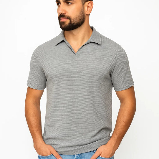 Herren Rippenstrick-Poloshirt | Lässig