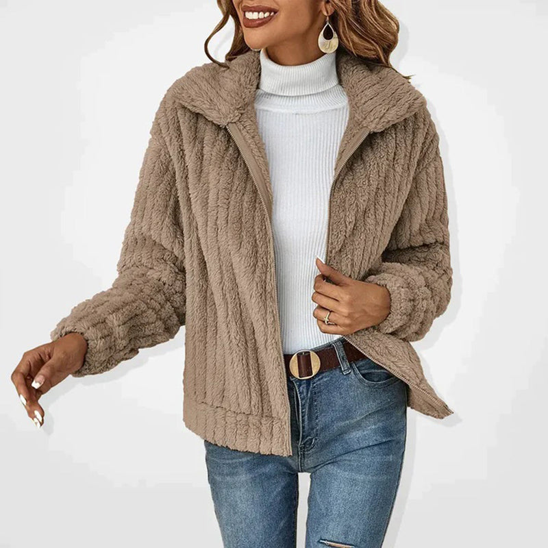 Fleece-Jacke für Damen | Lässige Zip Up Herbst Winter Oberbekleidung