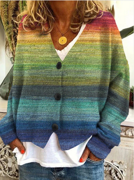 Warme Strickjacke mit Knopfleiste für Damen | Mehrfarbig