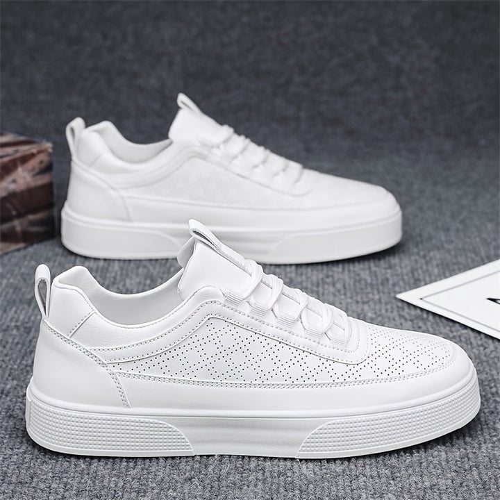 Męskie białe sneakersy | perforowane buty casual