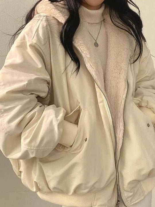 Damen-Wendejacke in Übergröße | Warme doppelseitige Streetwear