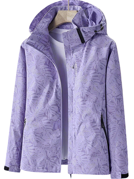 Damen Draußen Jacke mit Kapuze | Leichter Bedruckter Windbreaker