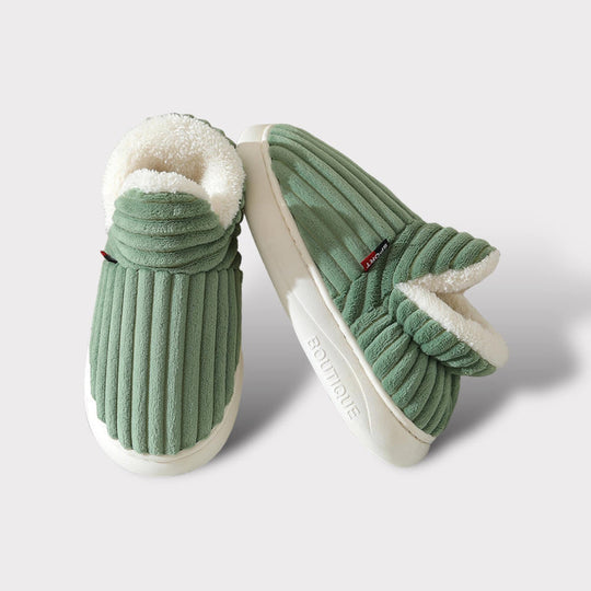 Damen Plüsch Hausschuhe | Warme Slipper mit Rutschfester Sohle