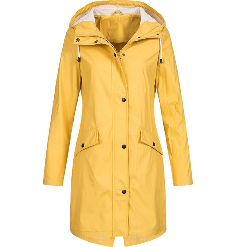 Damen Lange Winterjacke mit Kapuze | Warmer mit Taschen