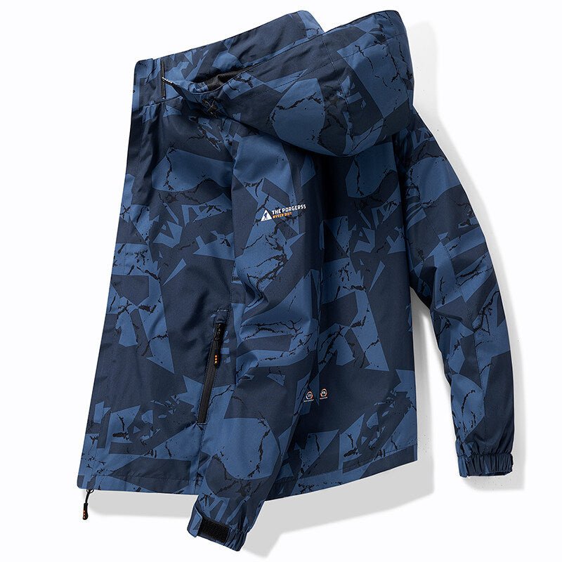 Herren Skijacke | Winterjacke mit Reißverschluss und Printmuster