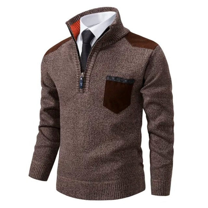 Rollkragenpullover für Herren | Pulli mit Reißverschluss und Patches