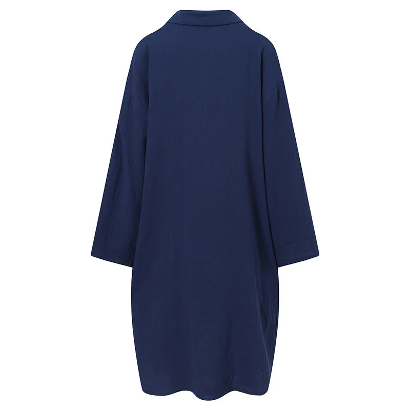 Damen Halsausschnitt Hemd Kleid | Midi