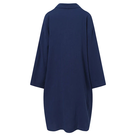 Damen Halsausschnitt Hemd Kleid | Midi