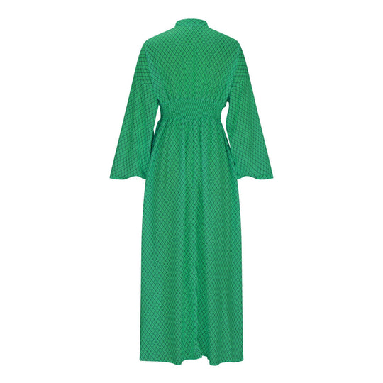 Damen Kleid mit V-Ausschnitt und weiten Ärmeln | Maxi