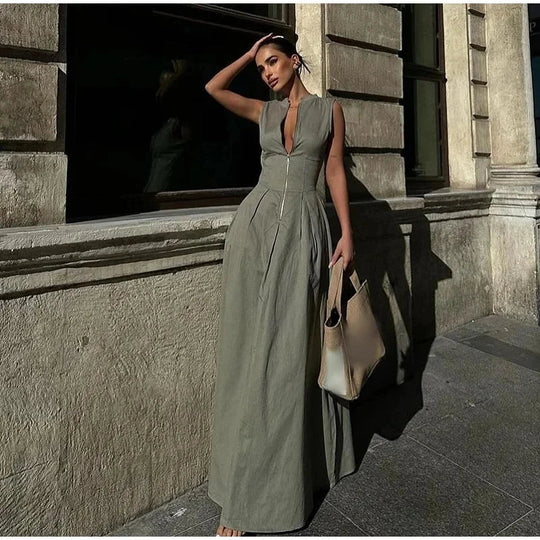 Damen-Kleid mit Reißverschluss | Maxi