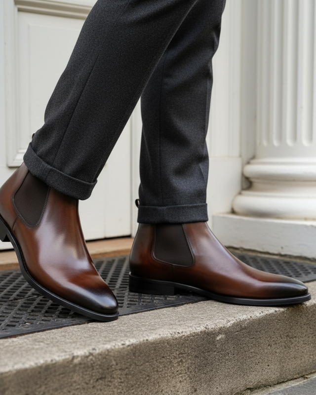 Elastische Seitenverkleidung Chelsea-Stiefel für Herren | Mandelzehe