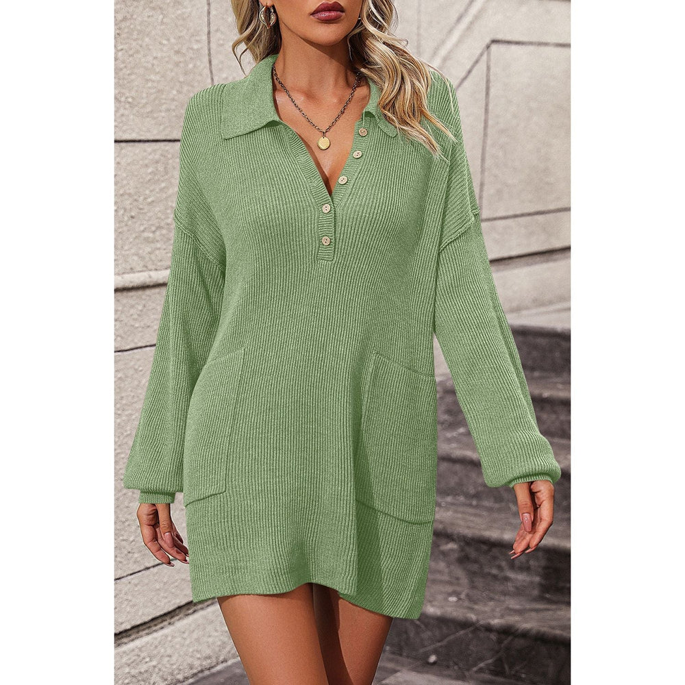Damen-Strickkleid im Polostil | Mini