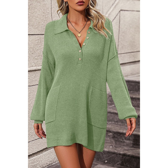 Damen-Strickkleid im Polostil | Mini