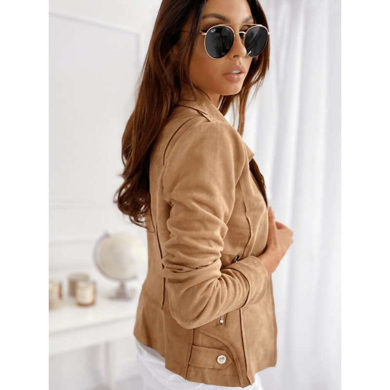 Biker-Jacke für Damen | Oberbekleidung mit Reverskragen und Reißverschluss