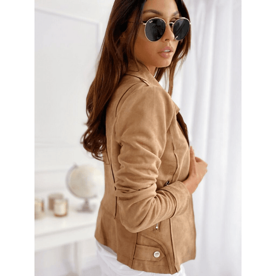 Biker-Jacke für Damen | Oberbekleidung mit Reverskragen und Reißverschluss
