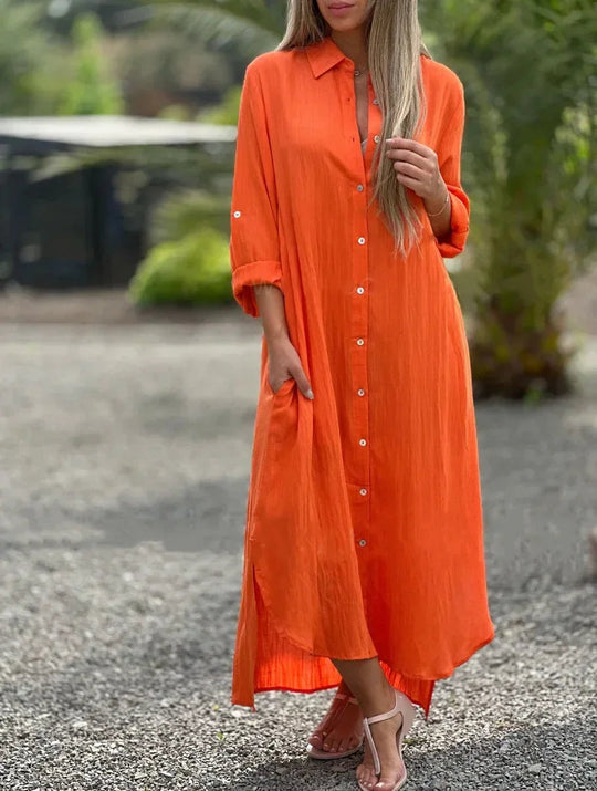 Geknöpftes Kleid für Damen | Maxi