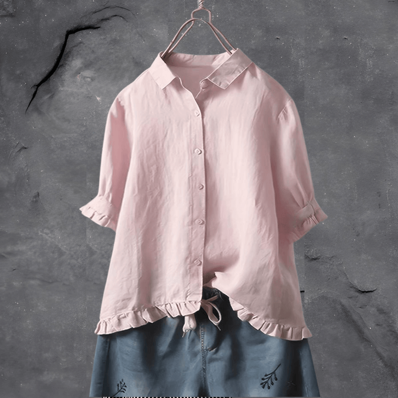 Damen Sommerbluse | Geraffte Ärmel