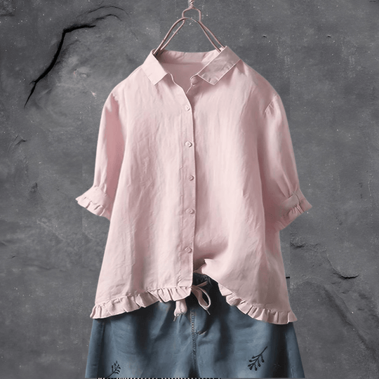 Damen Sommerbluse | Geraffte Ärmel