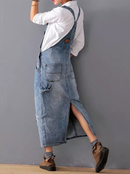 Denim-Kleid für Damen | Midi mit verstellbaren Trägern