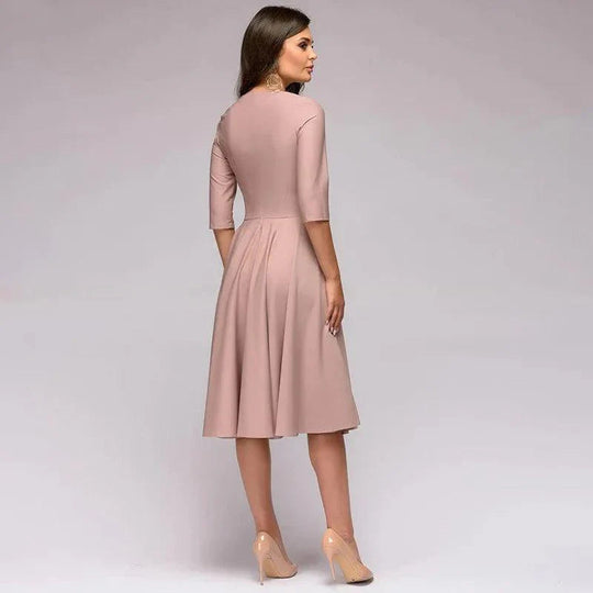 Schickes Midikleid | A-Linie mit Taillengürtel für Damen