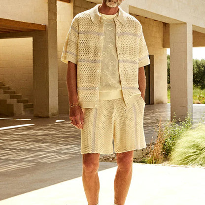 Gestricktes Outfit-Set für Männer | Hemd und Shorts