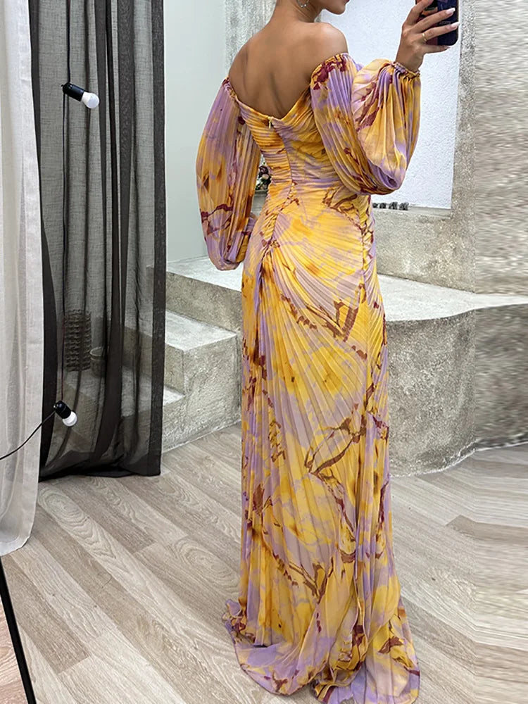 Damen Krawattenfärbung Kleid mit V-Ausschnitt | Maxi