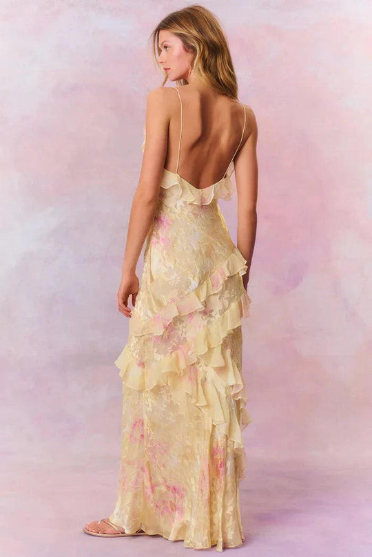 Damen Sommer Ruffle Kleid | Maxi