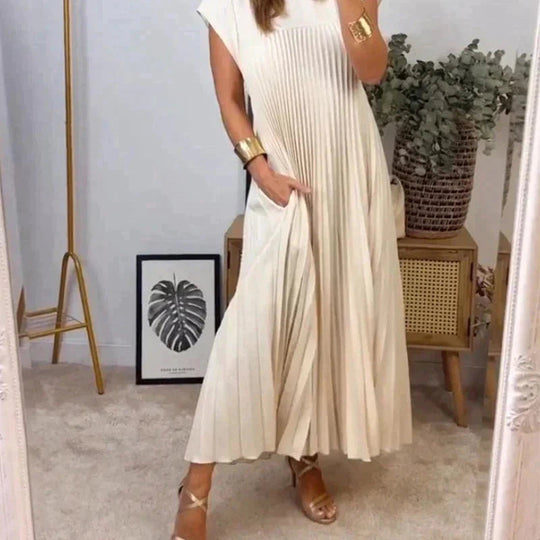 Fließendes Plisseekleid für Damen | Midi