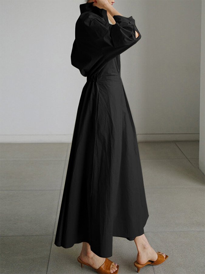 Plissiertes A-Linien-Kleid für Damen | Midi