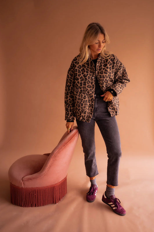 Button-Up Oberbekleidung für Damen | Jacke mit Leopardenmuster
