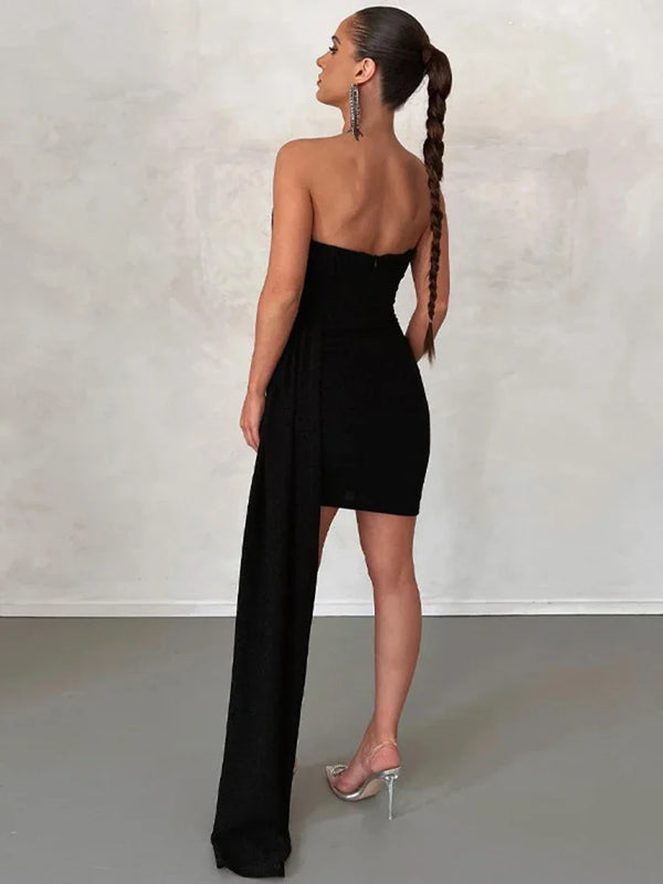 Trägerloses Glitzerkleid für Damen | Mini