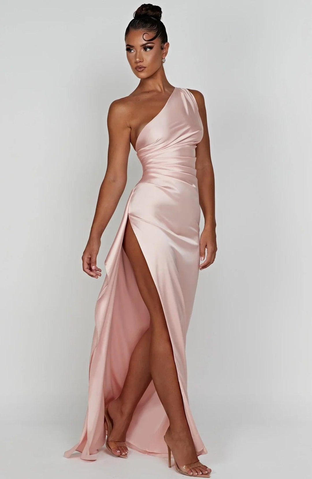 Damen Satin geteiltes Kleid | Offener Rücken