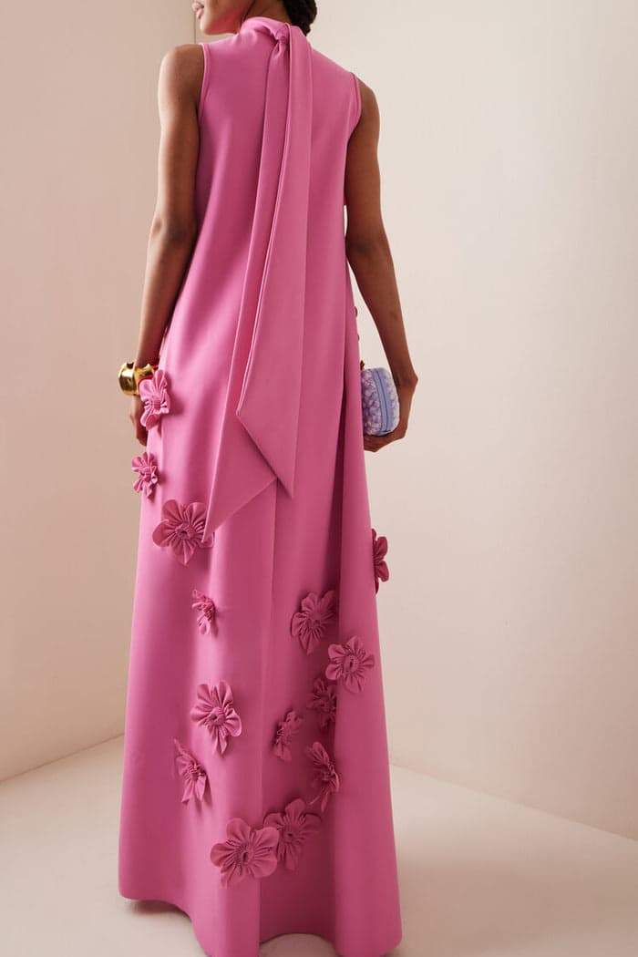 Damen-Blumenkleid | Maxi mit hohem Ausschnitt