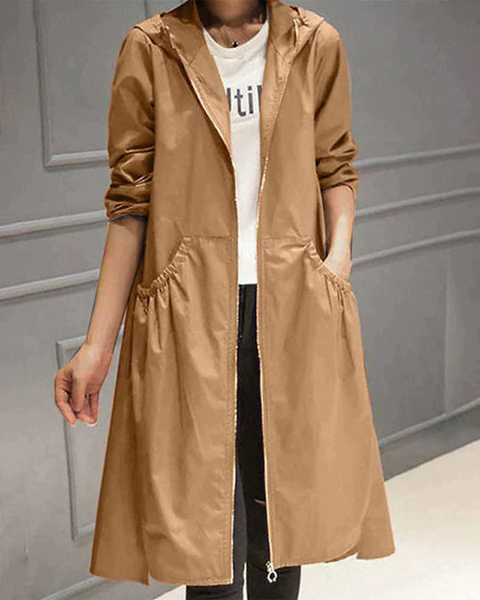 Lange Regenjacke für Damen | Mit Kapuze