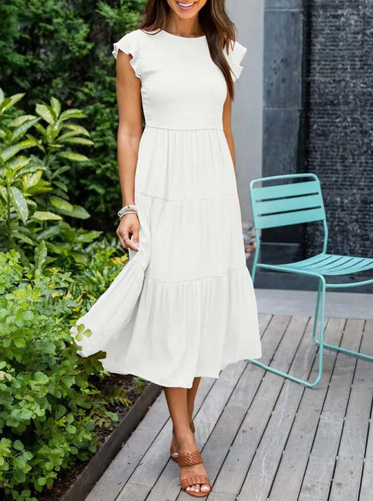 Fließendes Böhmisch Kleid für Damen | Midi